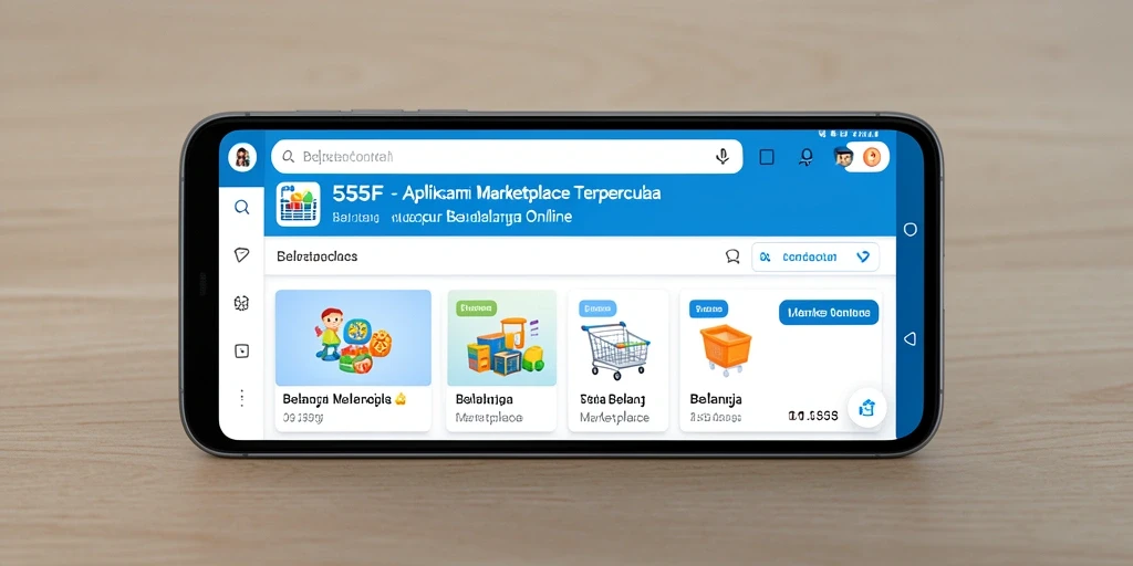 Screenshot antarmuka aplikasi Marketplace 555F yang memudahkan belanja.