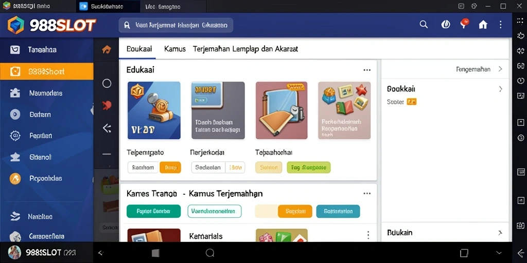 Antarmuka intuitif aplikasi 988SLOT untuk terjemahan bahasa.