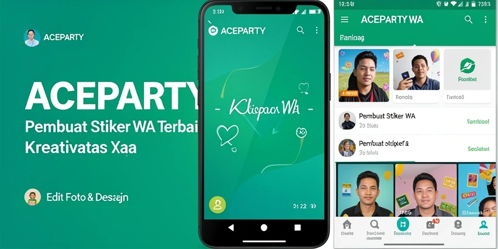 Antarmuka penggunaan ACEPARTY untuk membuat stiker WA yang kreatif dan menarik.