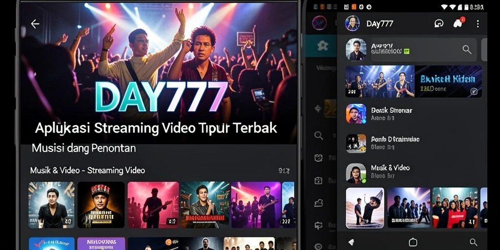 Antarmuka aplikasi streaming video DAY777 yang menarik dan mudah digunakan.