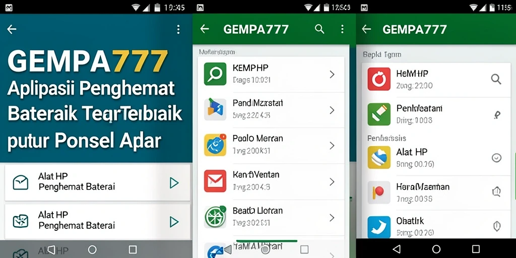 Tampilan antarmuka aplikasi GEMPA777 yang intuitif dan informatif.
