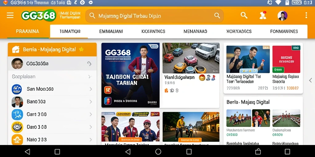 Tampilan antarmuka aplikasi Majalah Digital GG368 yang modern.
