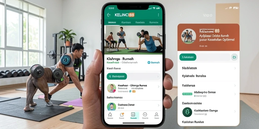 Antarmuka aplikasi KELINCI88 untuk olahraga di rumah yang menarik.