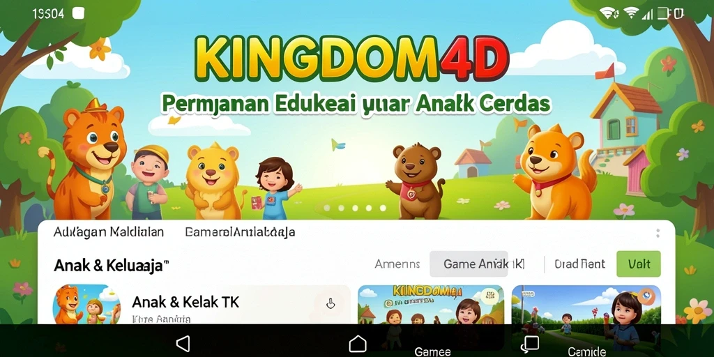 Tampilan menarik dari KINGDOM4D, aplikasi edukasi untuk anak-anak.