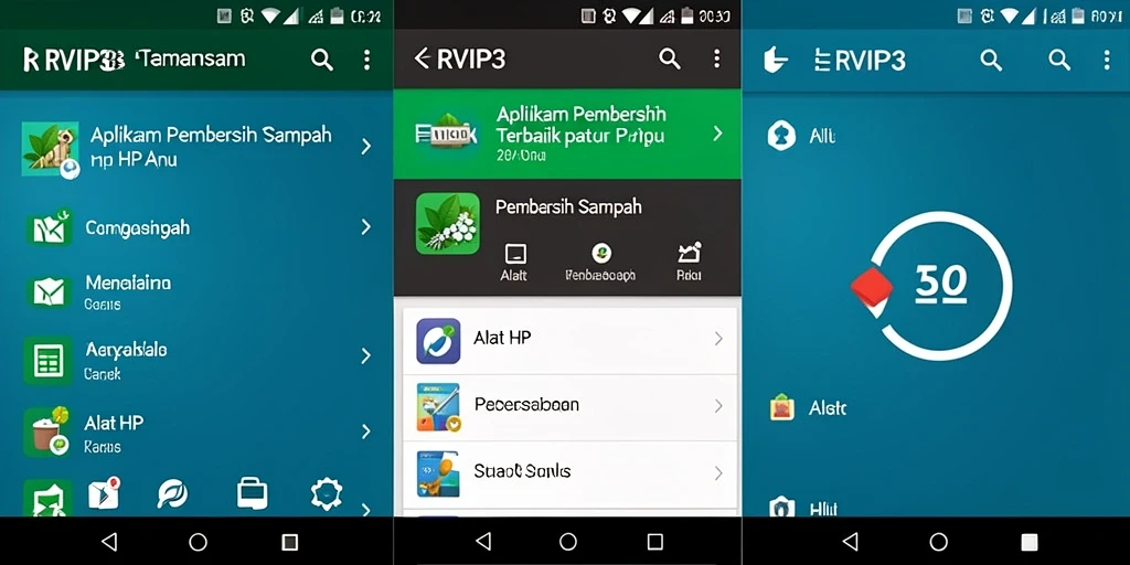 Antarmuka pengguna RVIP3 dengan fitur pembersih sampah yang intuitif.