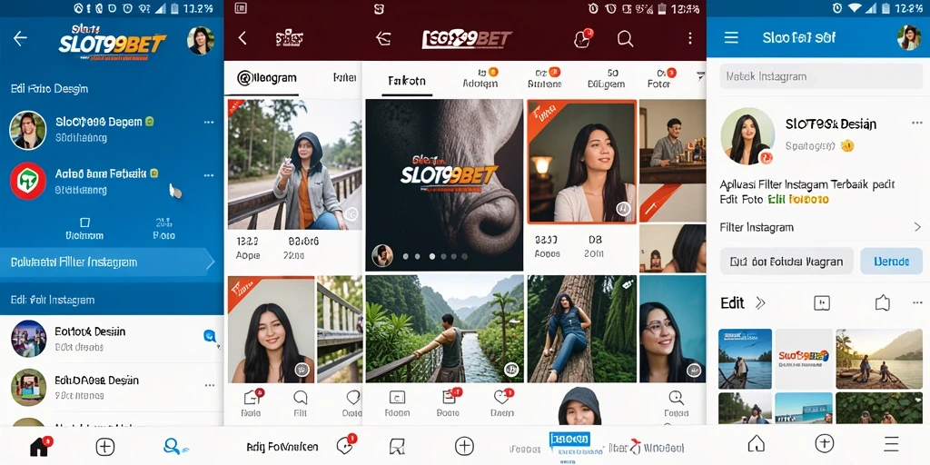 Tampilan antarmuka SLOT99BET dengan berbagai pilihan filter Instagram.