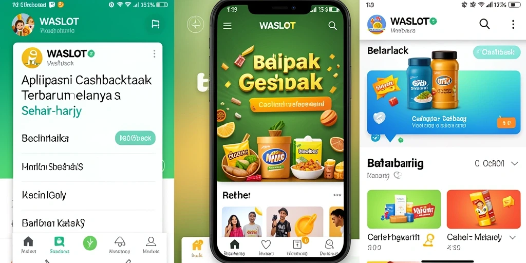 Tampilan antarmuka aplikasi WASLOT yang memudahkan pengguna dalam transaksi Cashback.