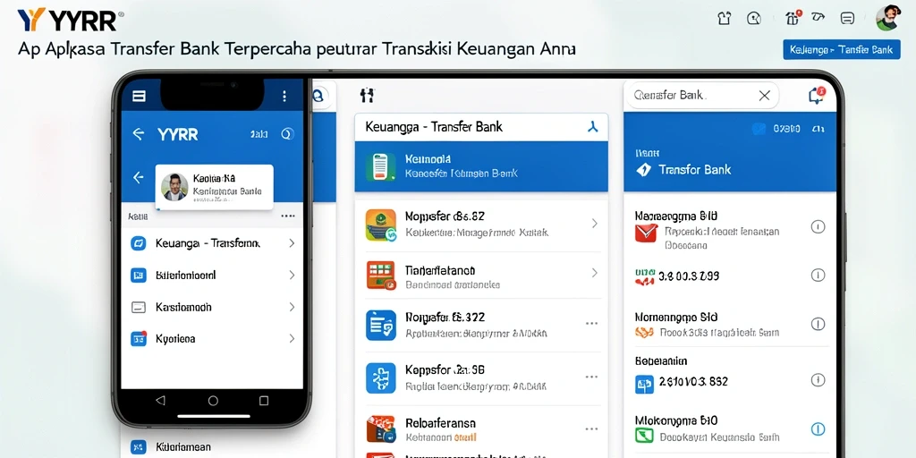 Tampilan antarmuka sederhana dan intuitif dari aplikasi Transfer Bank YYRR.